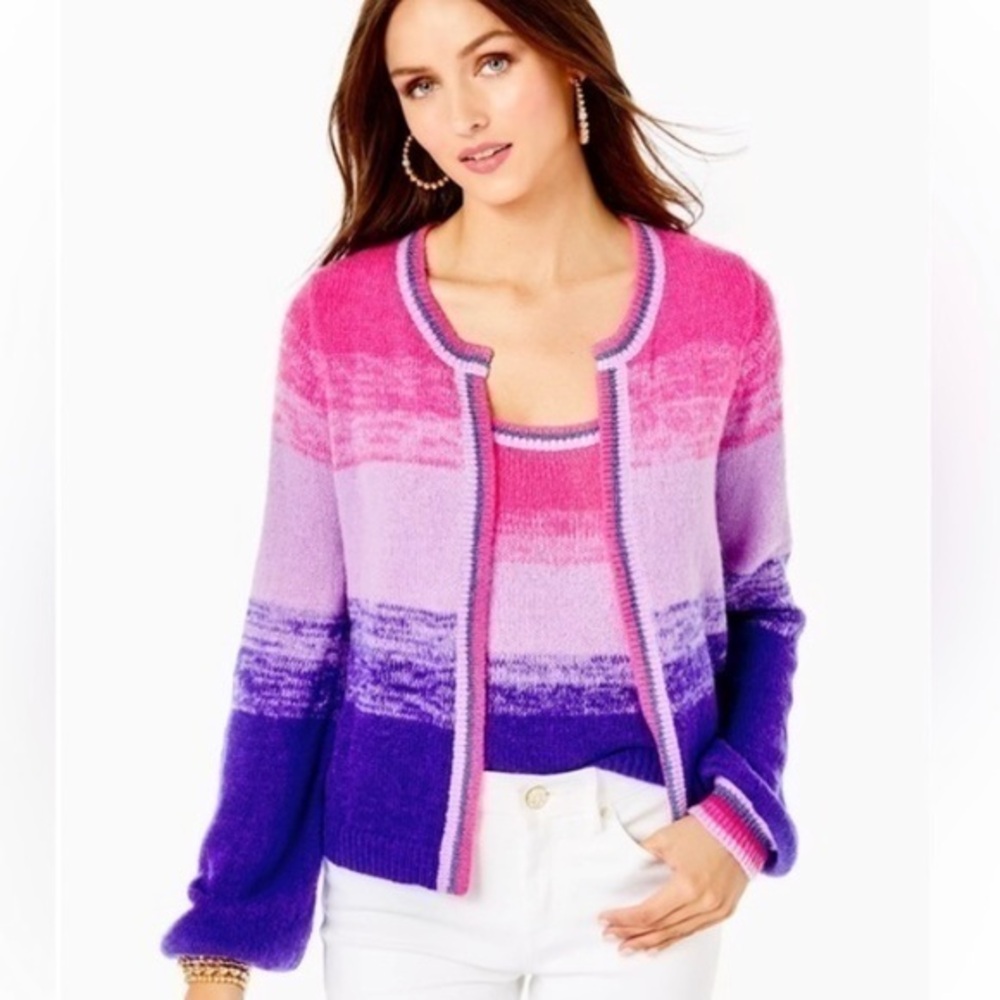 Lily Pulitzer Tessalyn sweater set Cabochon purple bohemian marbled ombré